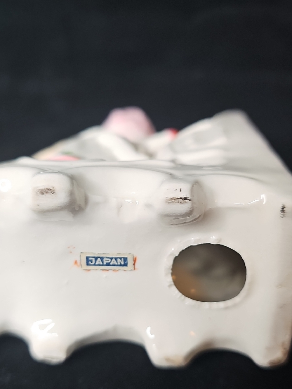 Vintage Hand-Painted White Ceramic Figurine with Pink Accents - Picture 5 of 5